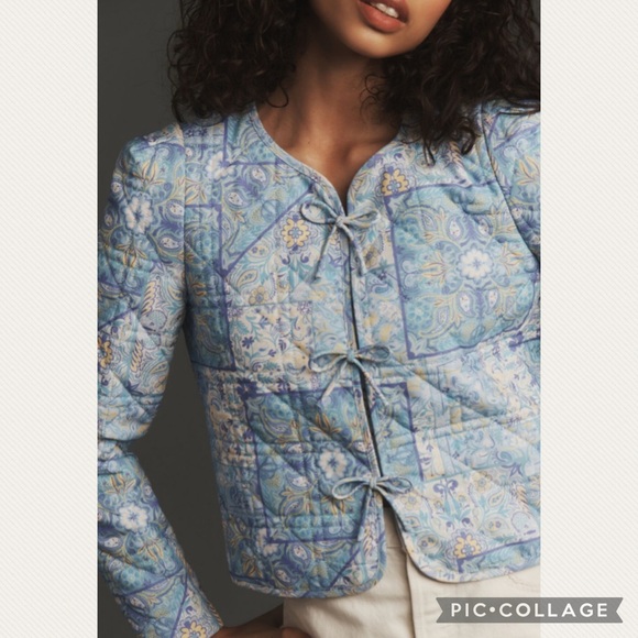 :Price Firm: NWT Anthropologie Dolan Bow-Front Linen Quilted Lady Jacket - Picture 2 of 10